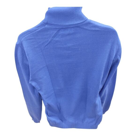 MEN'S BAGAZIO LONG SLEEVE ROYAL BLUE COTTON ACRYLIC TURTLENECK SWEATER. VT042. - Picture 3 of 9